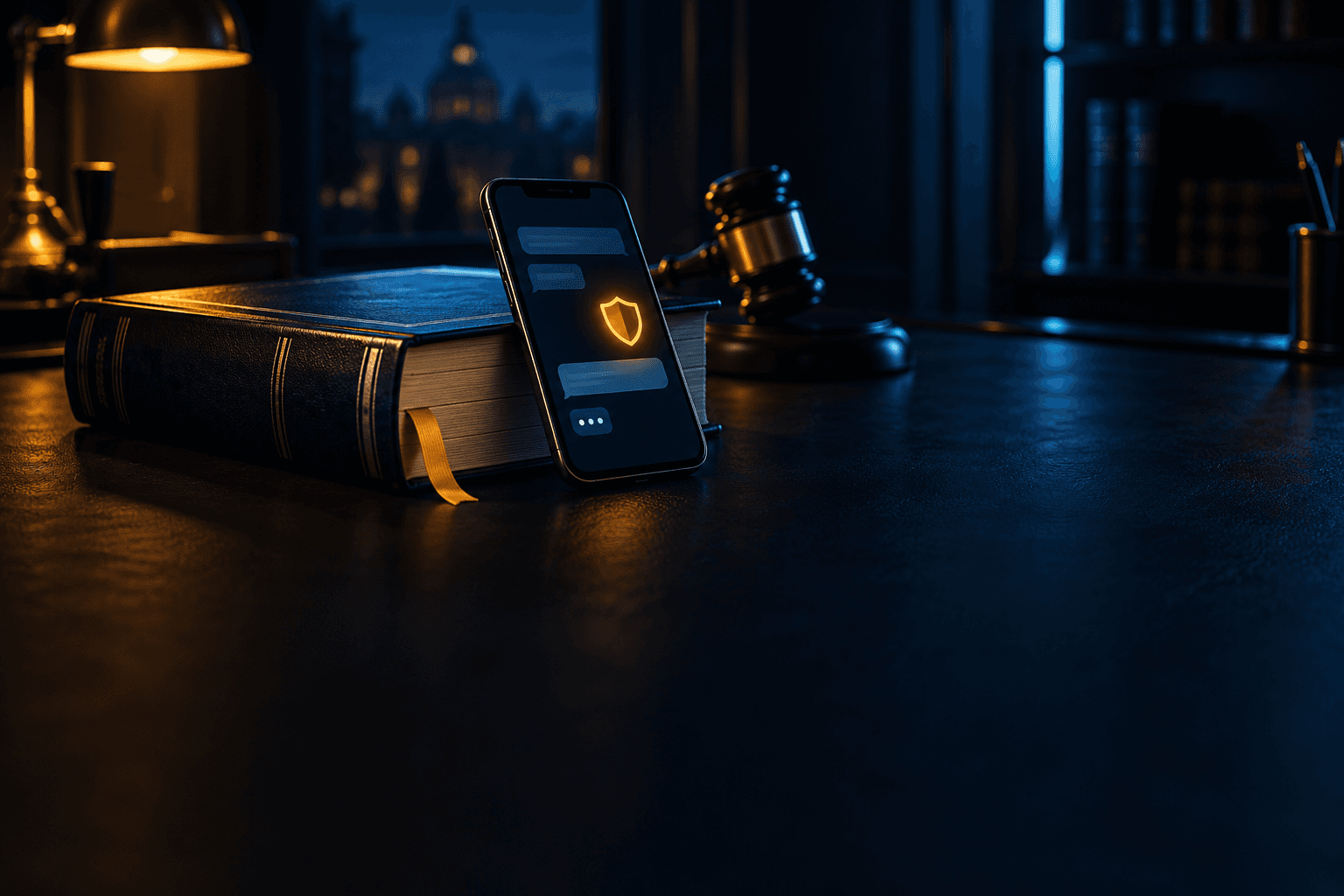 AI Act e chatbot: cosa cambia dal 2 agosto 2026 Un codice con la copertina blu e un segnalibro giallo, con uno smartphone che mostra una chat appoggiato al libro